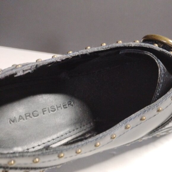 Women's Dark Blue Marc Fisher Bryleigh Studded Oxfords Size 8.5 w/ Box - Picture 12 of 15